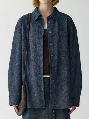 Insis Femme Cotton-linen Denim Shirt Ocean Blue 8 Medium